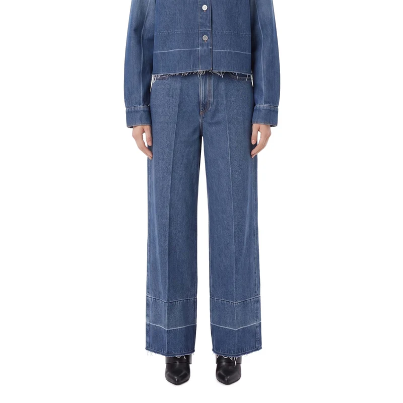 Wide-Leg Jeans mit Fransen