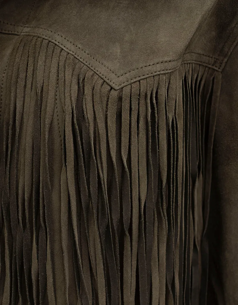Veloursleder-Jacke Ginny mit Fransen
