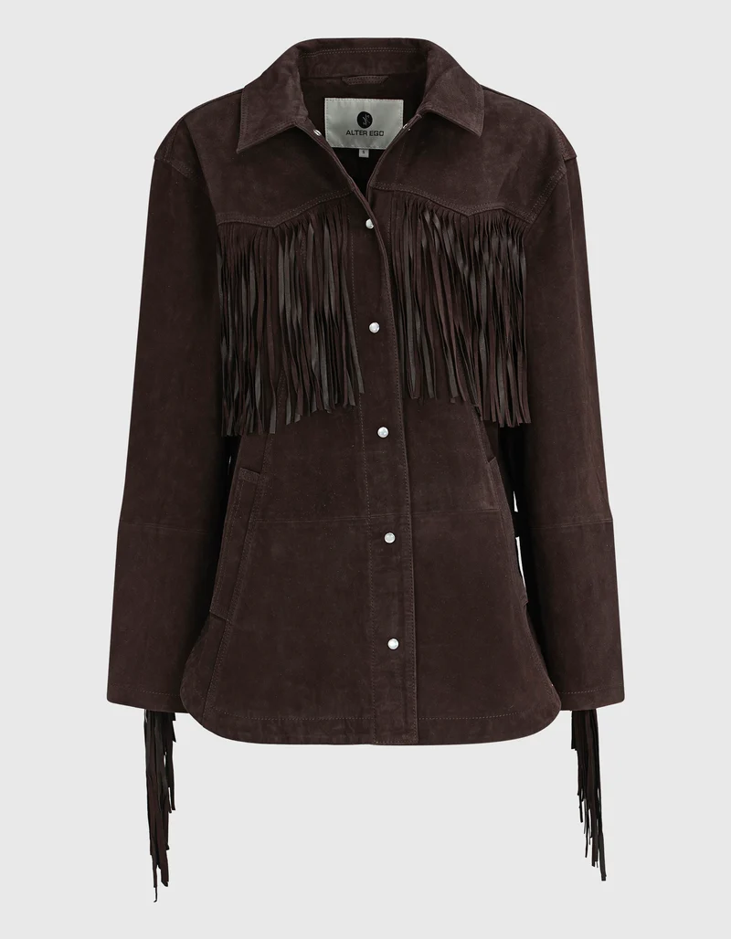 Veloursleder-Jacke Ginny mit Fransen
