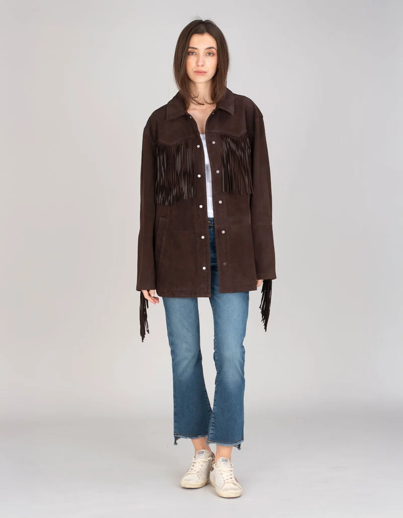 Veloursleder-Jacke Ginny mit Fransen