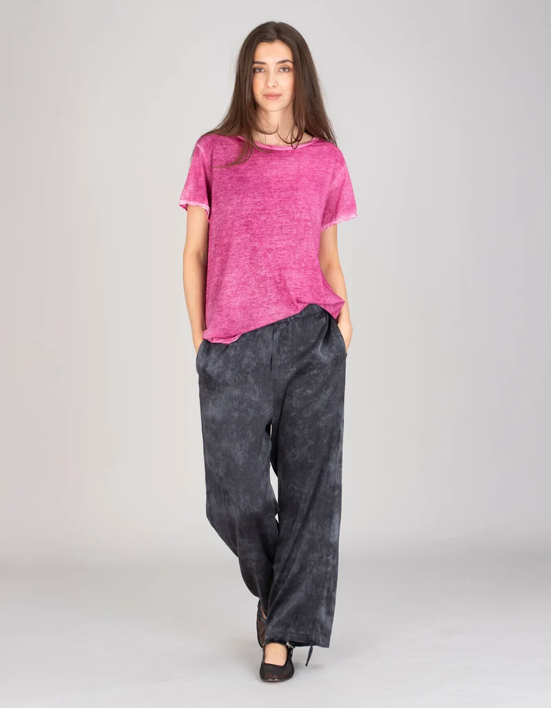Seiden-Mix-Hose Faded mit elastischem Bund