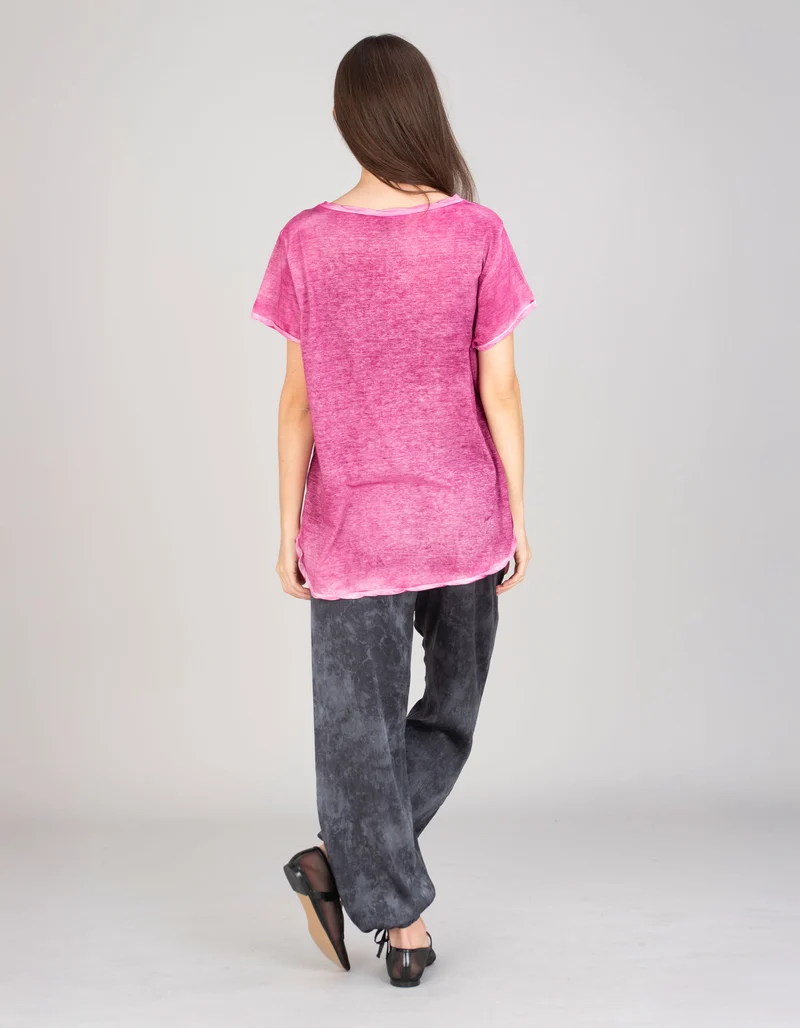 Seiden-Mix-Hose Faded mit elastischem Bund