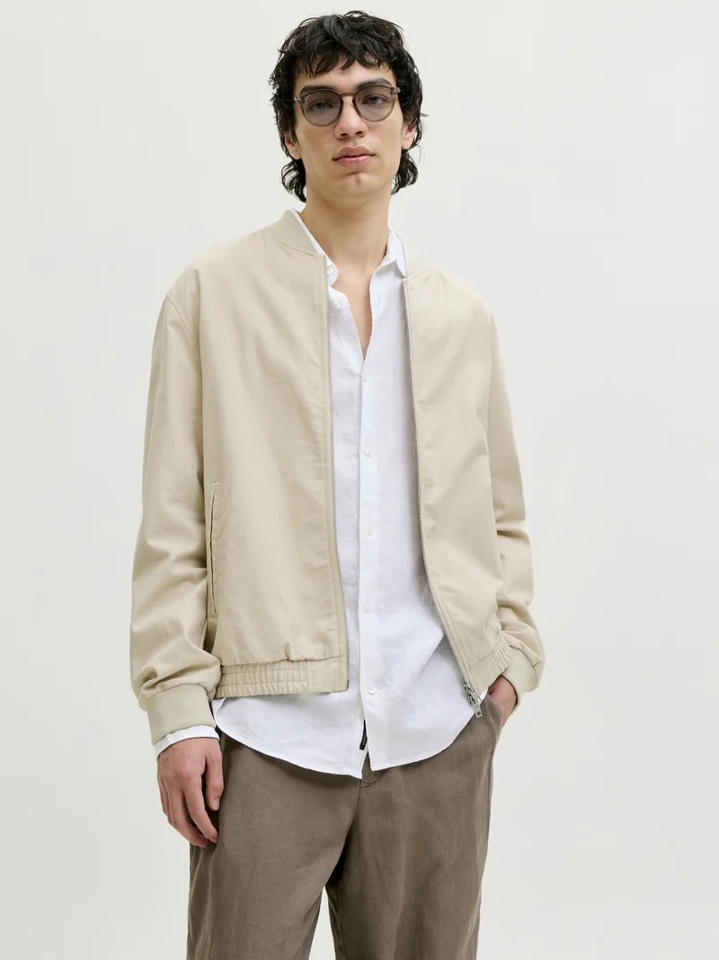 JPRBLALEISTER LINEN BLEND BOMBER JK, Ancient Scroll/MELANGE