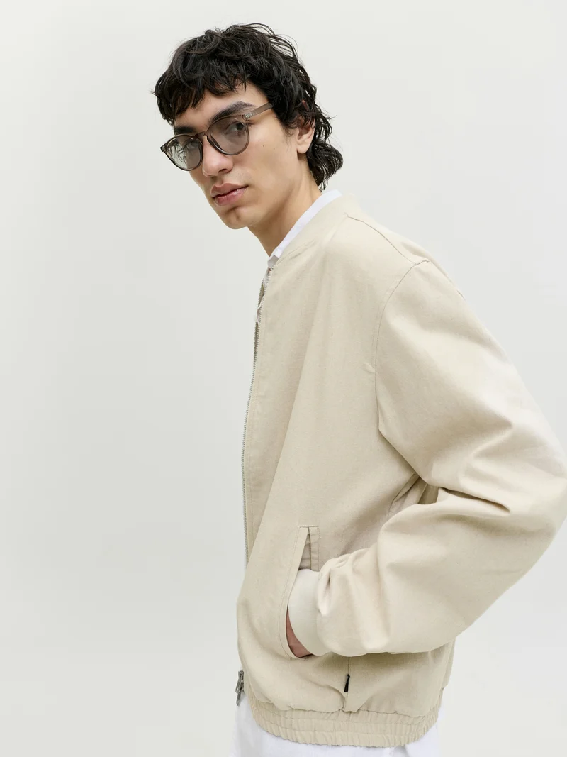 JPRBLALEISTER LINEN BLEND BOMBER JK, Ancient Scroll/MELANGE