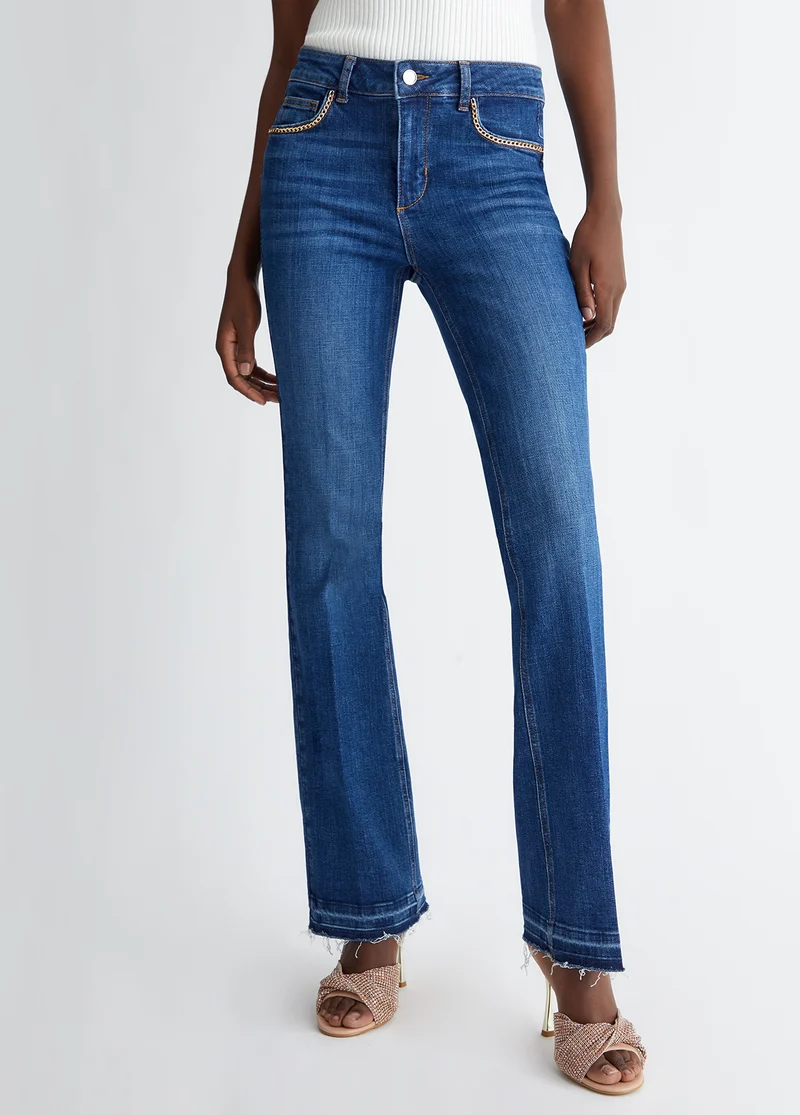 High-Waisted Jeans with Chains
