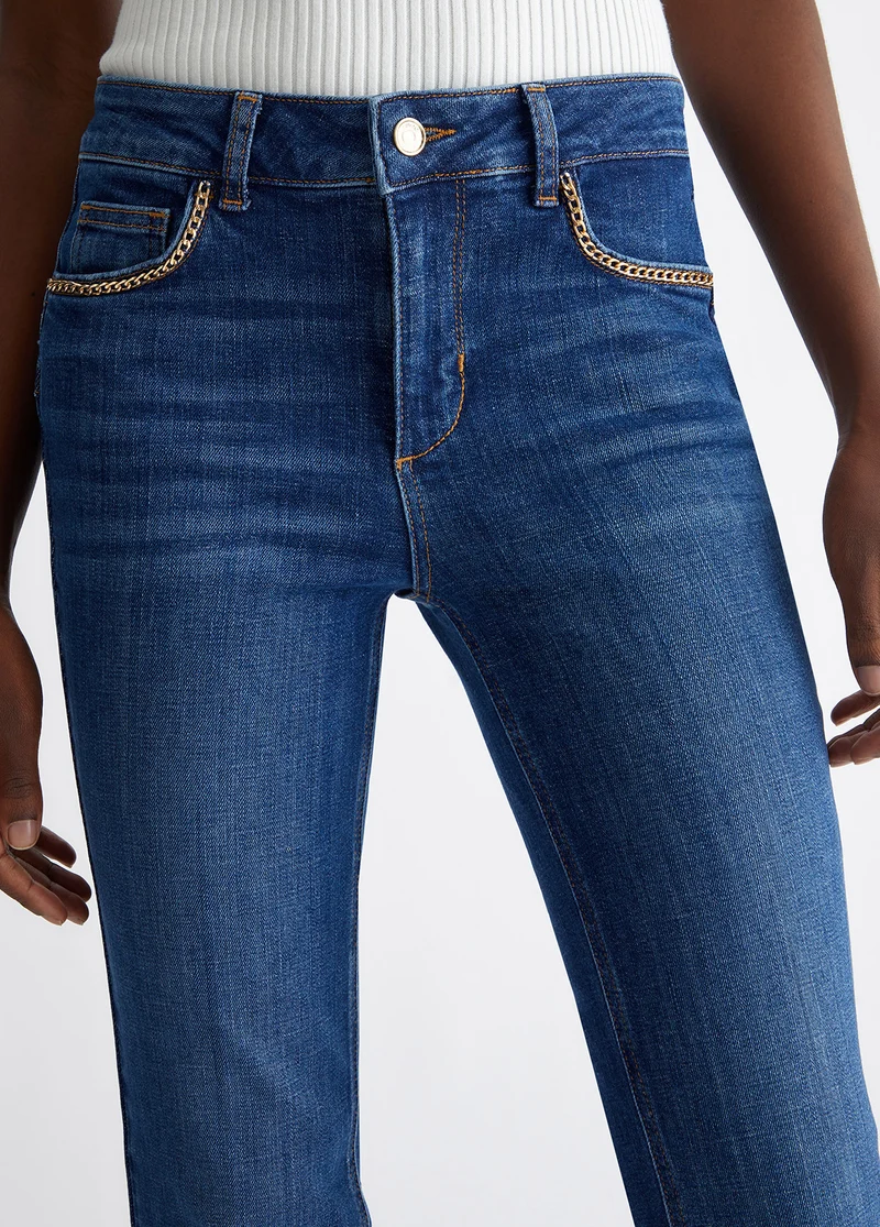 High-Waisted Jeans with Chains