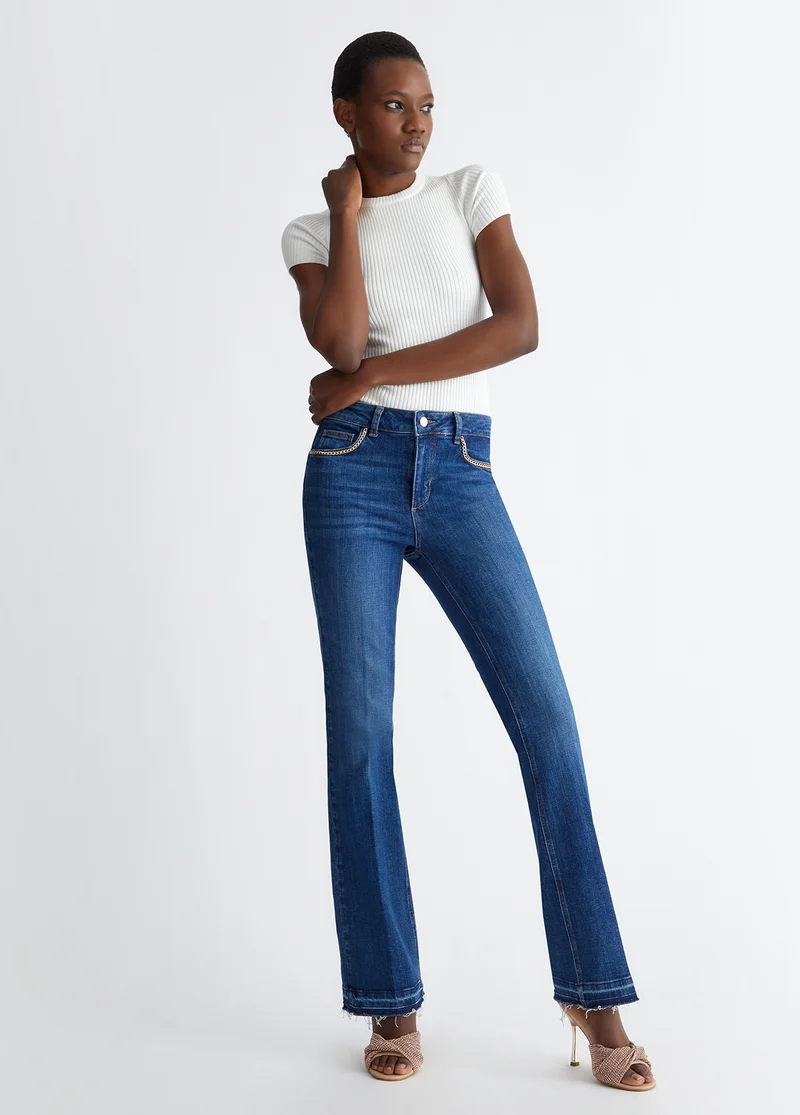 High-Waisted Jeans with Chains