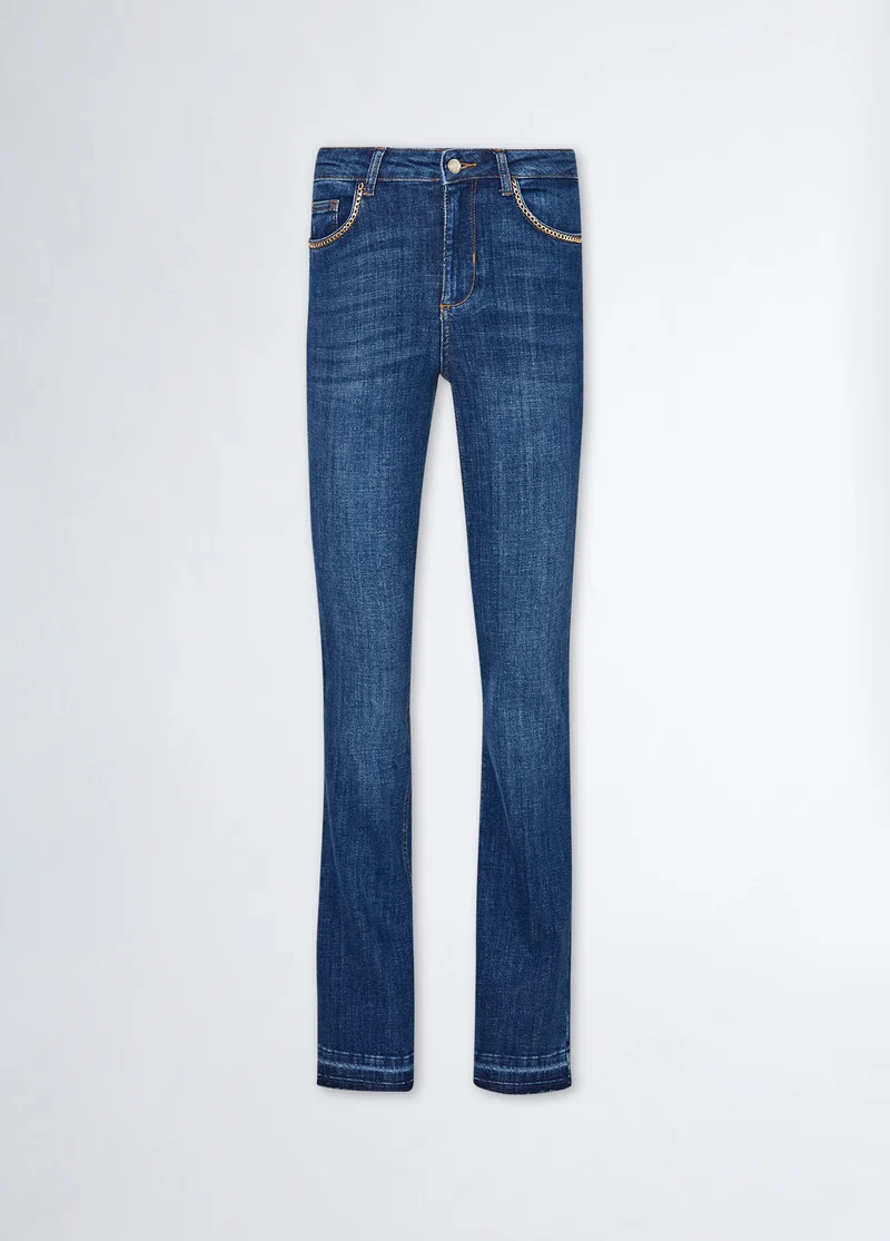 High-Waisted Jeans with Chains