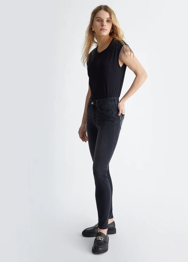 Bottom Up Skinny Jeans with Gemstones
