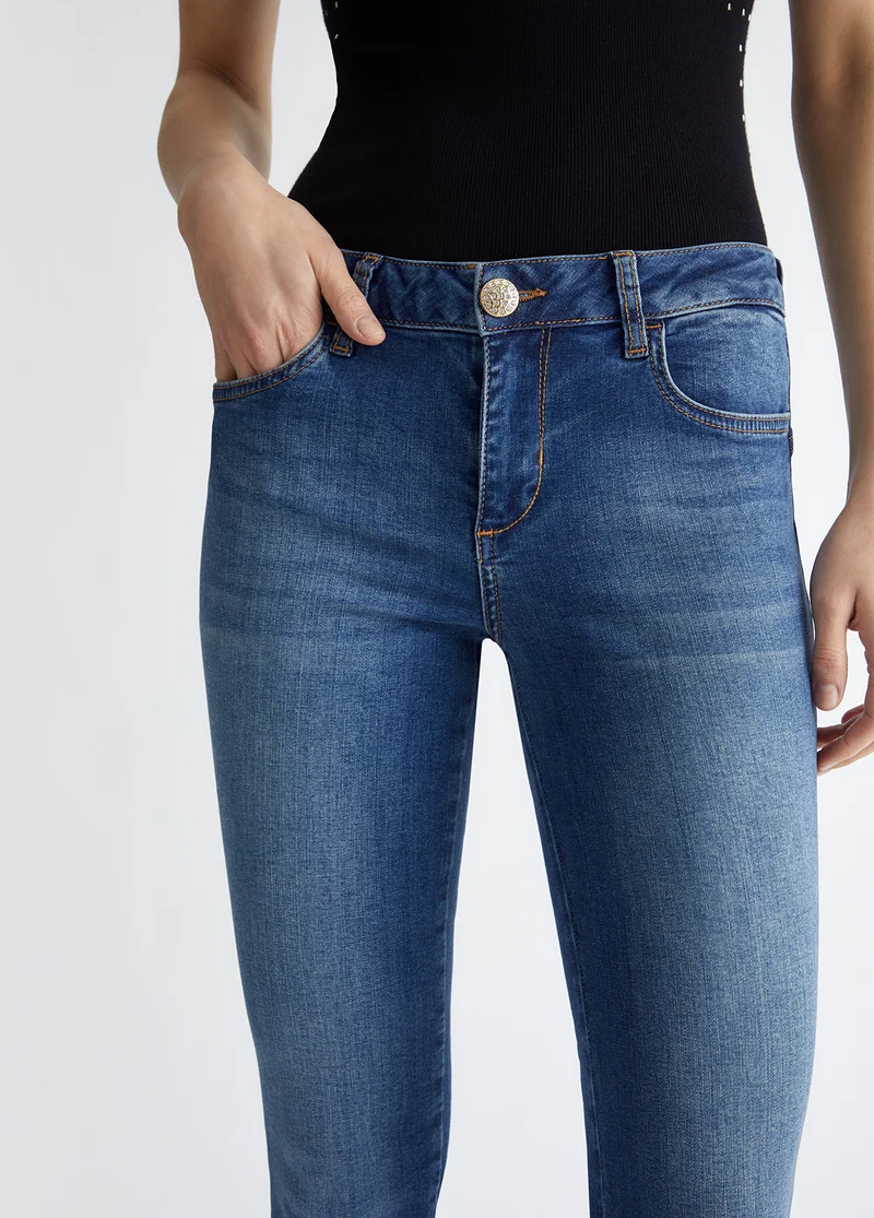 Bottom Up Skinny Jeans with Buttons