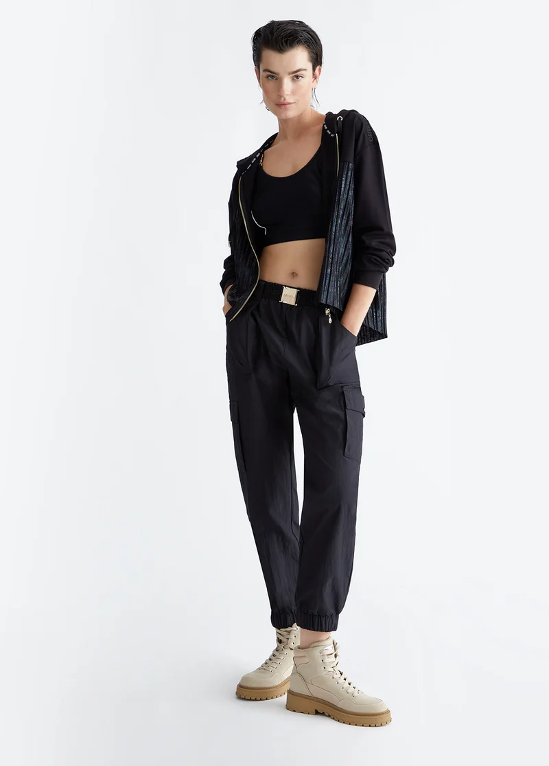 Nylon trousers with belt