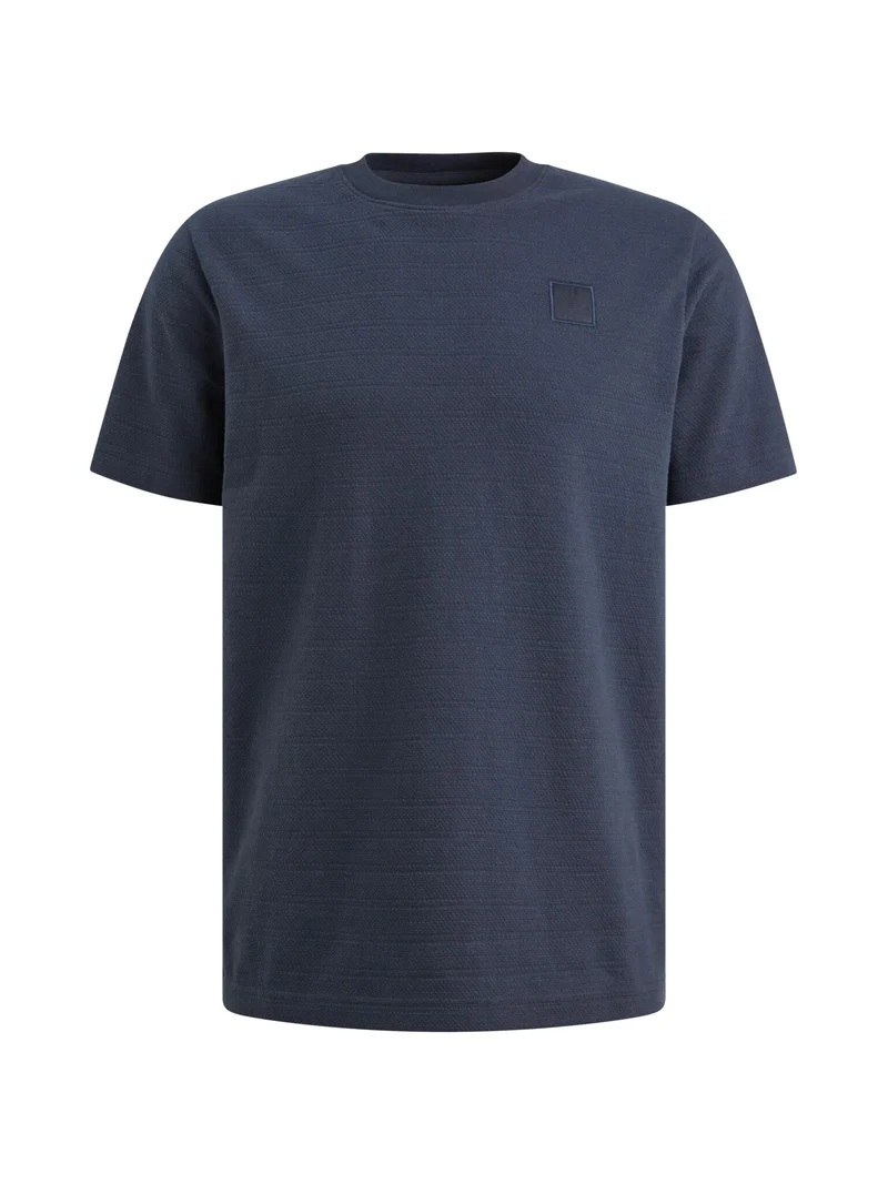 Short sleeve r-neck jacquard strip, Mood Indigo