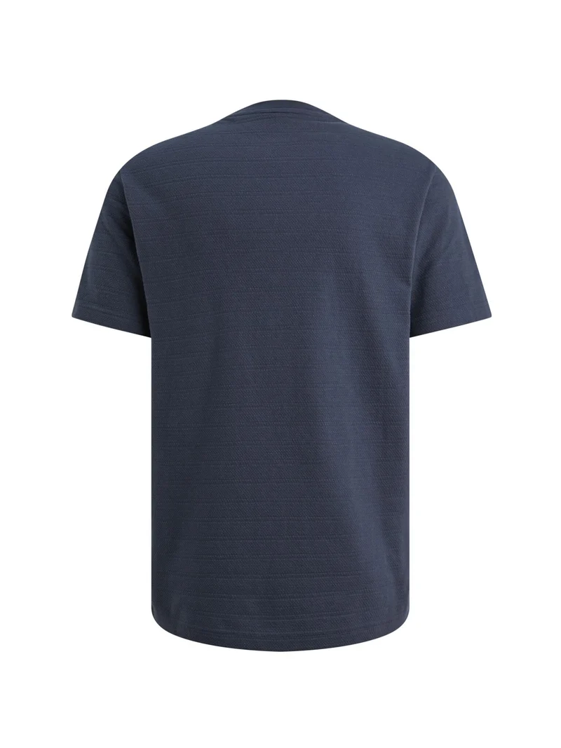 Short sleeve r-neck jacquard strip, Mood Indigo