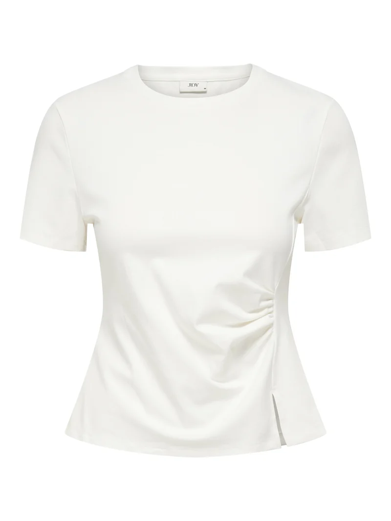 JDYTESSA S/S DETAIL TOP JRS, Cloud Dancer