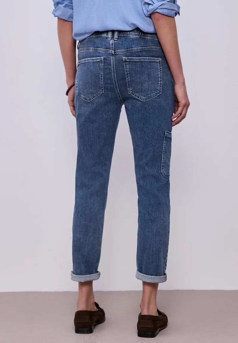QR Style Charlie Boyfriend Car, Medium Blue Wash