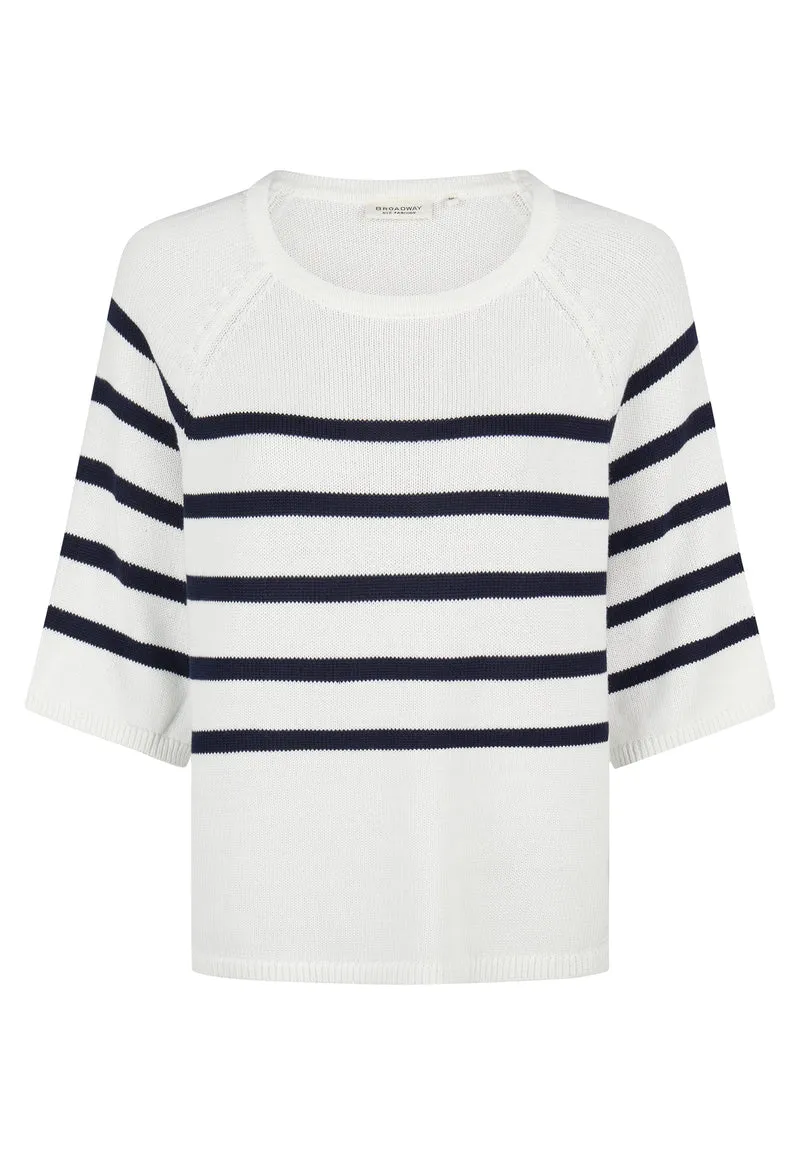 SWEATER, SOFT WHITE STRIPE