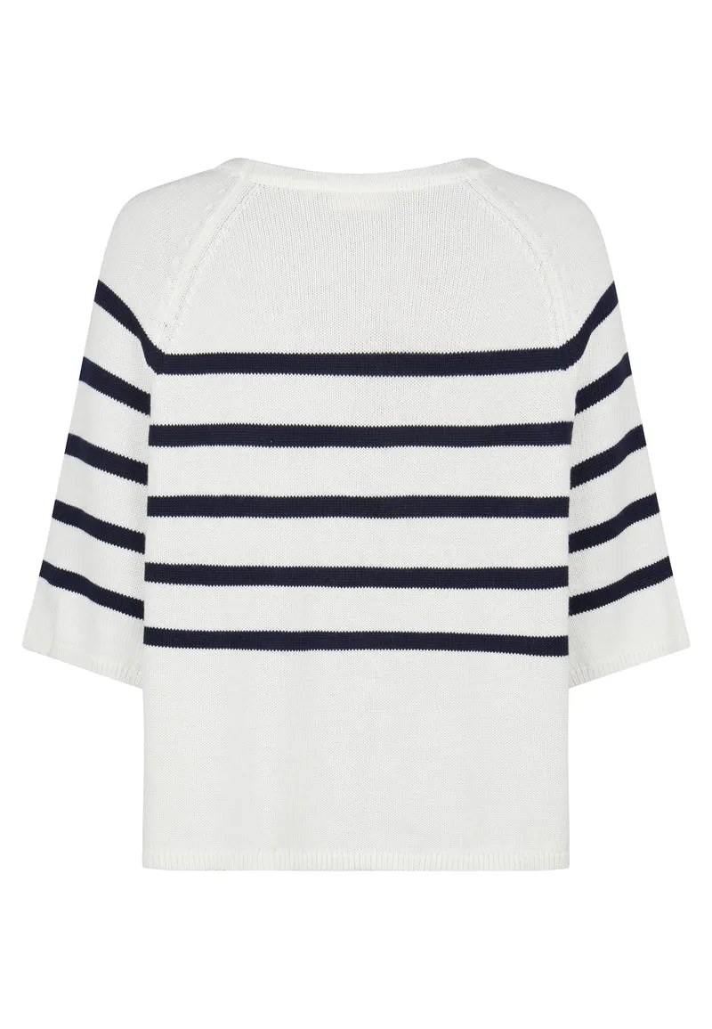 SWEATER, SOFT WHITE STRIPE