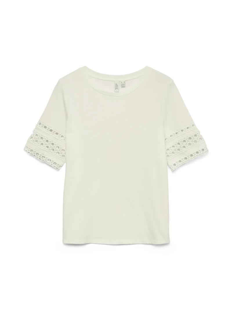 VMIVACY 2/4 O-NECK TOP JRS BTQ, Snow White/SNOW WHITE LACE