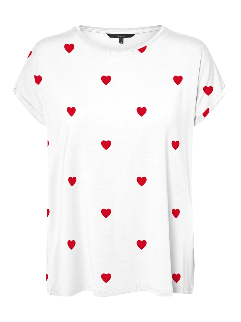 VMAVA SS TOP MULTI AOP NOOS, Snow White/RED SALSA HEARTS