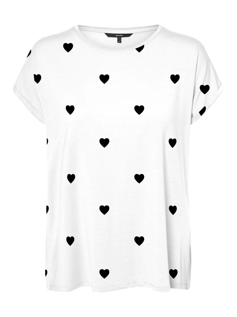 VMAVA SS TOP MULTI AOP NOOS, Snow White/NAVY BLAZER HEARTS