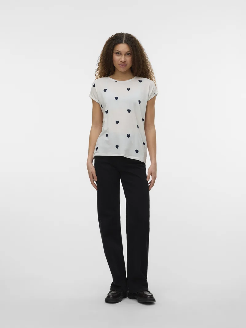 VMAVA SS TOP MULTI AOP NOOS, Snow White/NAVY BLAZER HEARTS
