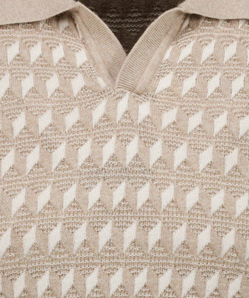 Resort collar, jacquard 2-col., SAND MELAN