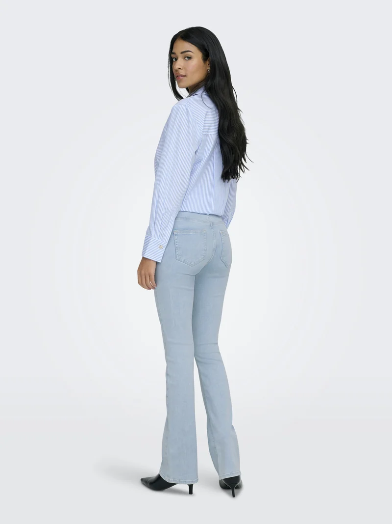 ONLBLUSH MID FLARED DNM CRO495 NOOS, Light Blue Bleached Denim