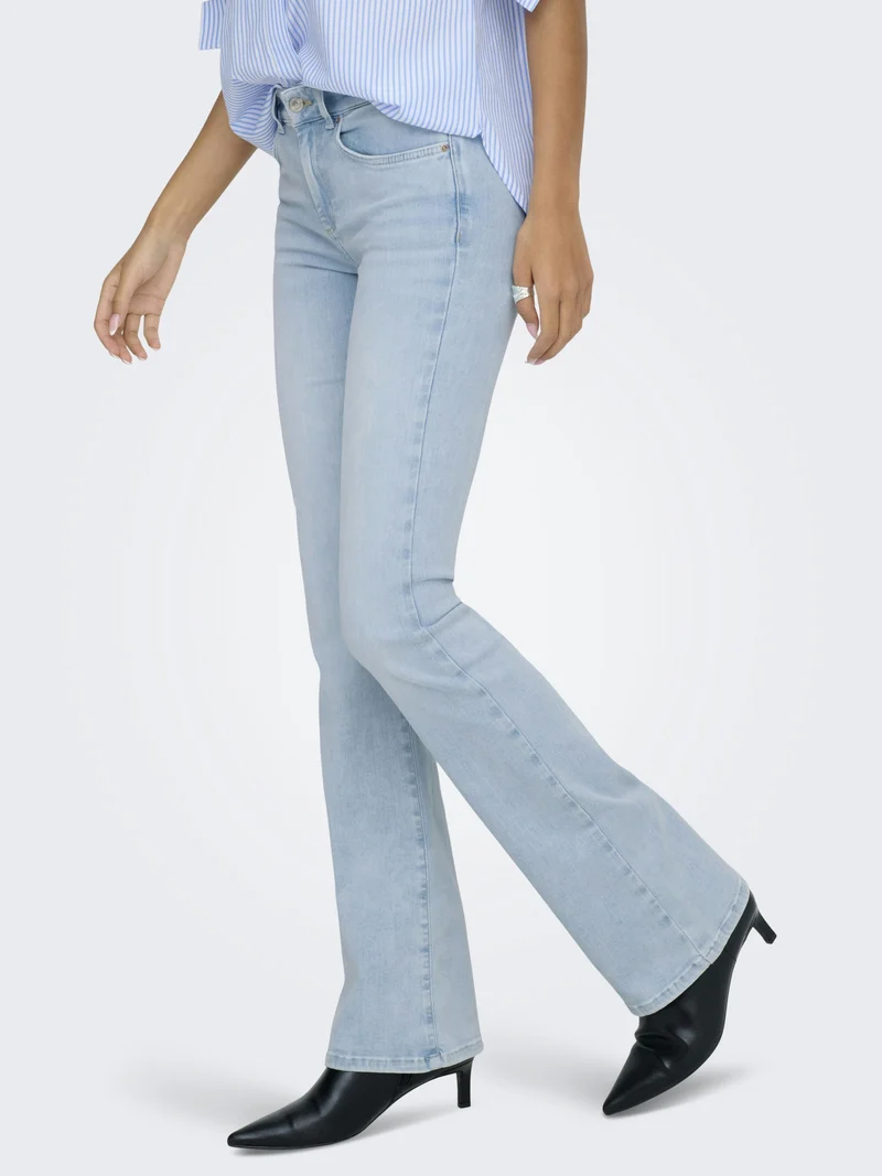 ONLBLUSH MID FLARED DNM CRO495 NOOS, Light Blue Bleached Denim