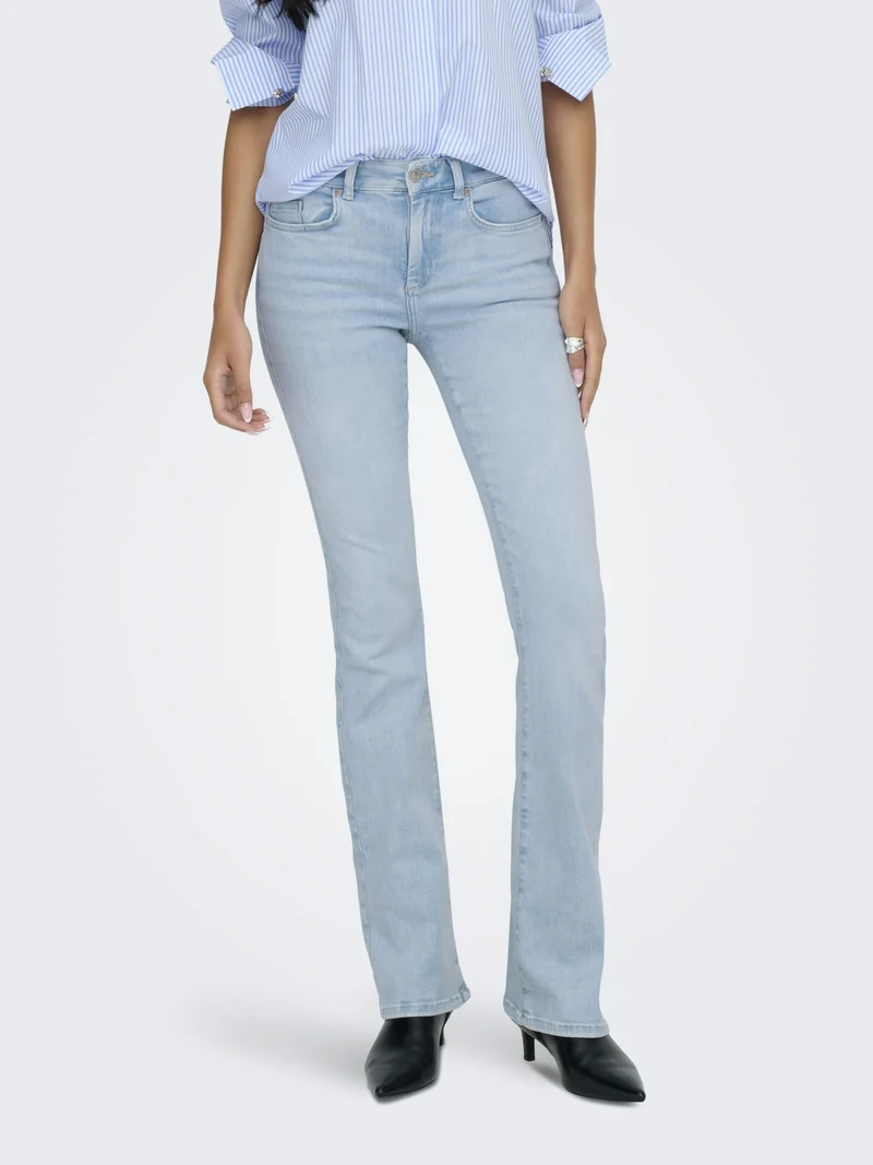ONLBLUSH MID FLARED DNM CRO495 NOOS, Light Blue Bleached Denim