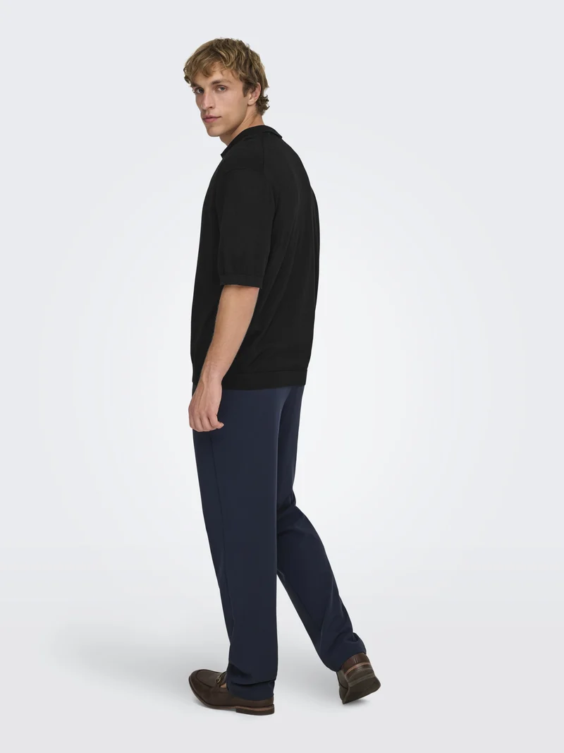 ONSWYLER LIFE RLX 12 SS SPLIT KNIT, Black