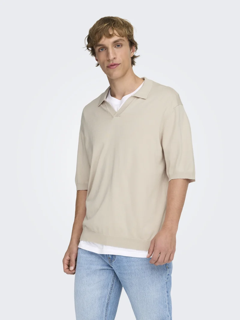ONSWYLER LIFE RLX 12 SS SPLIT KNIT, Silver Lining