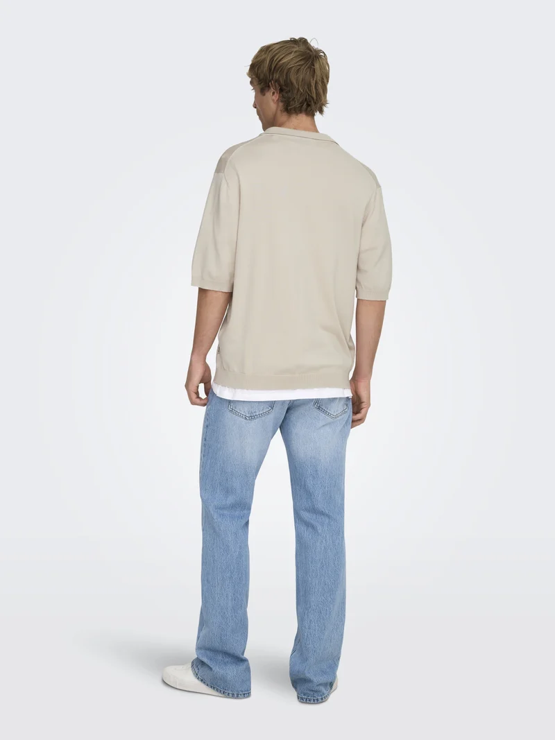 ONSWYLER LIFE RLX 12 SS SPLIT KNIT, Silver Lining