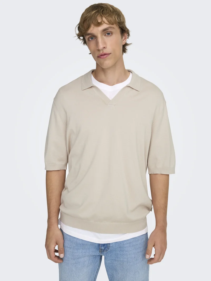 ONSWYLER LIFE RLX 12 SS SPLIT KNIT, Silver Lining