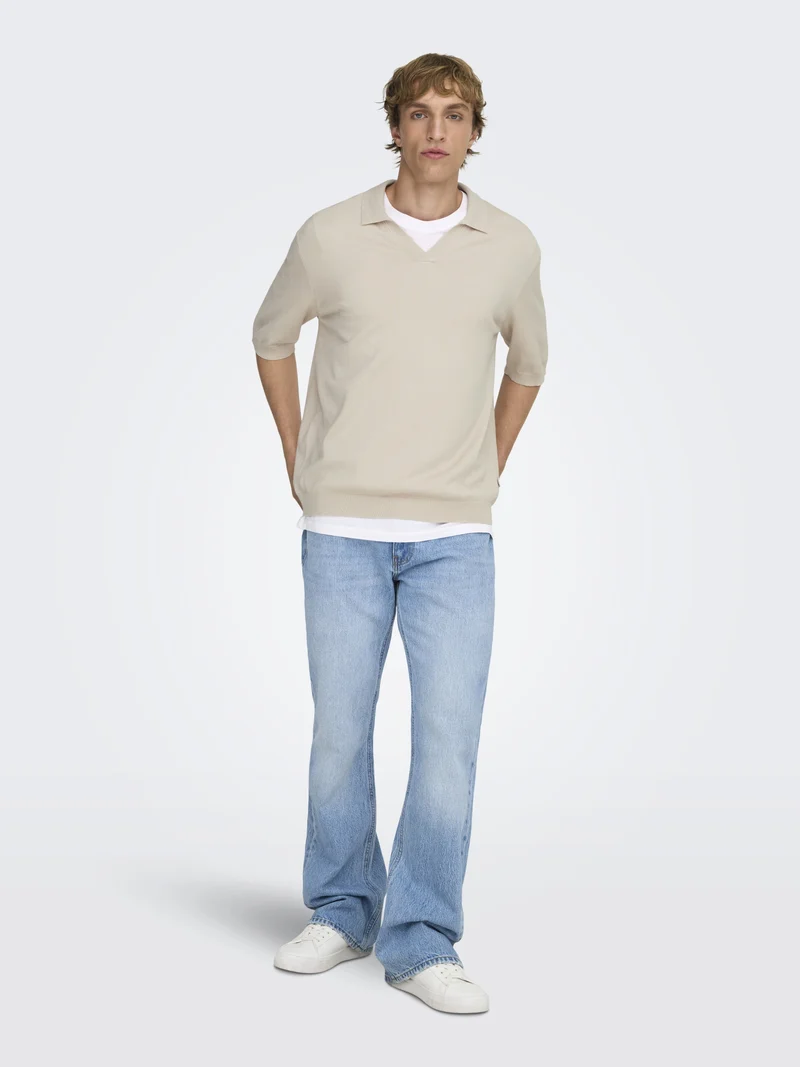 ONSWYLER LIFE RLX 12 SS SPLIT KNIT, Silver Lining