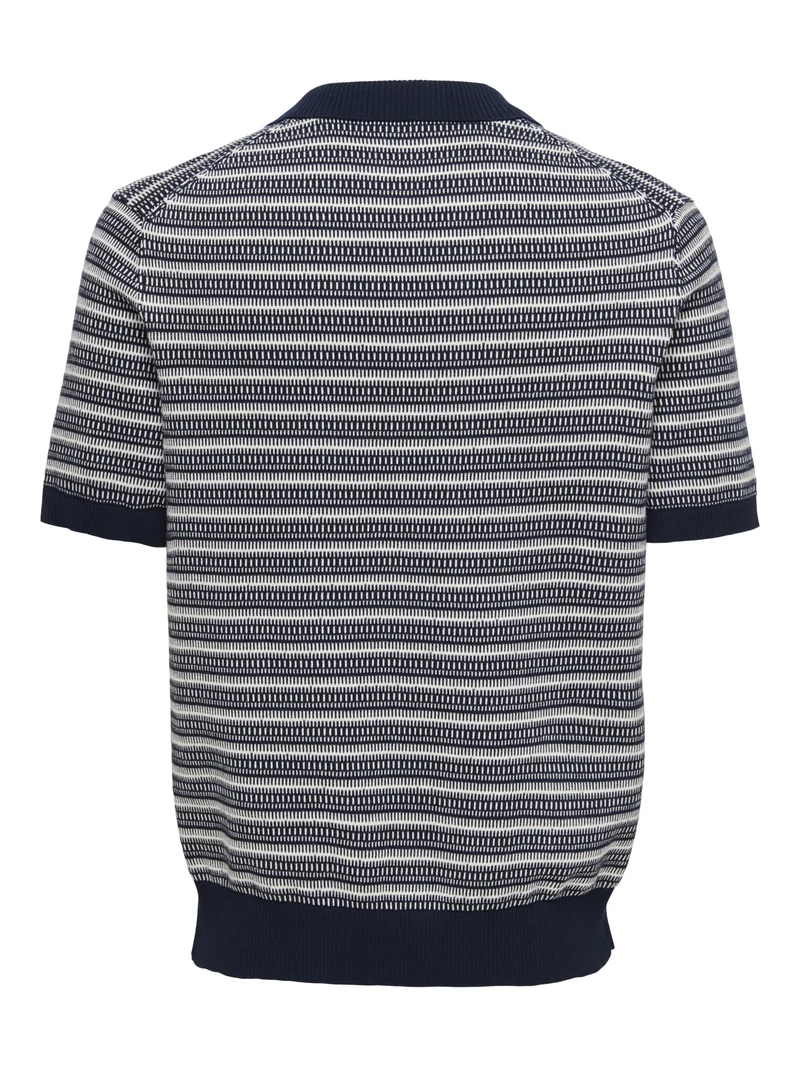 ONSTILO LIFE REG SS SPLIT NECK KNIT, Dark Sapphire/GARDENIA