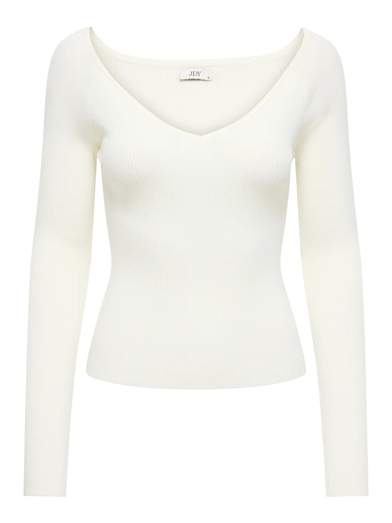 JDYNANNA L/S V-NECK PULLOVER KNT, Cloud Dancer