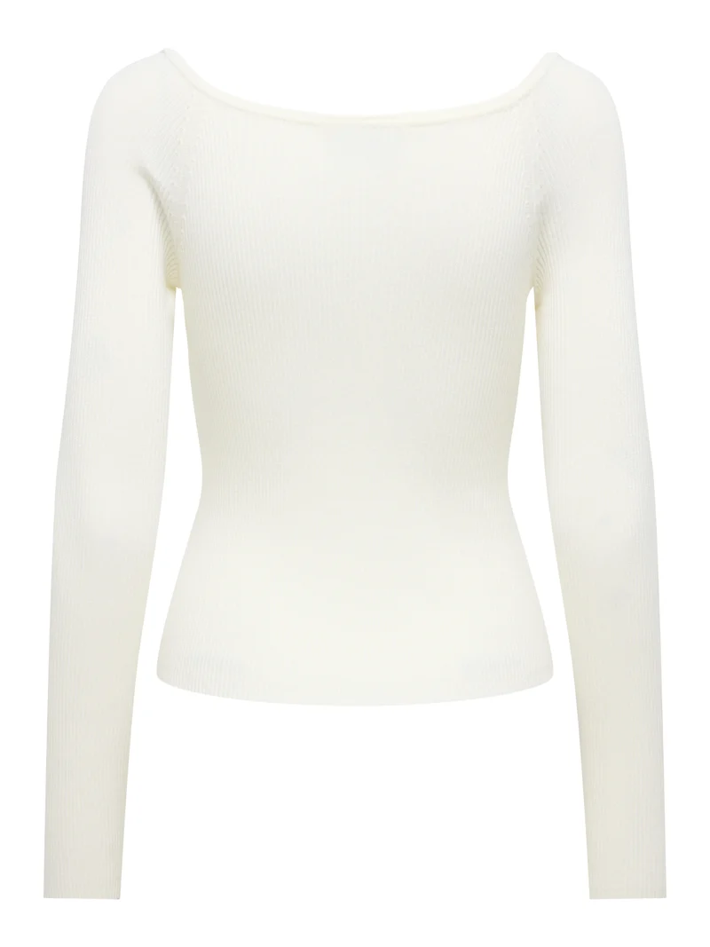 JDYNANNA L/S V-NECK PULLOVER KNT, Cloud Dancer