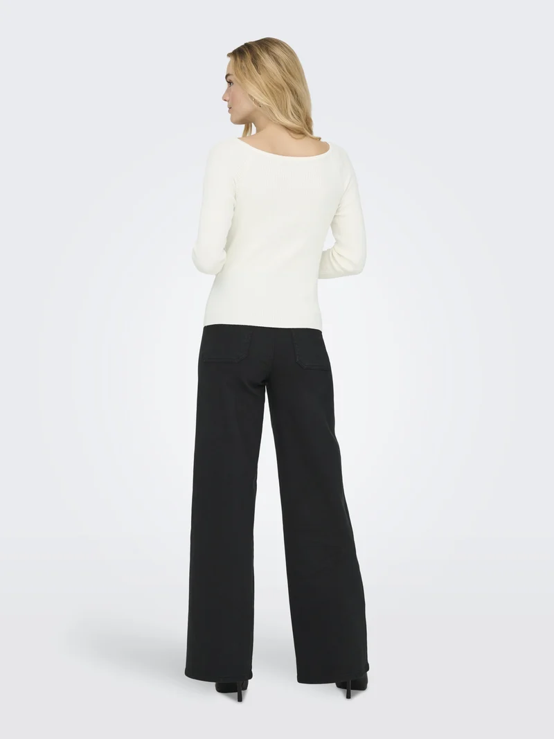 JDYNANNA L/S V-NECK PULLOVER KNT, Cloud Dancer