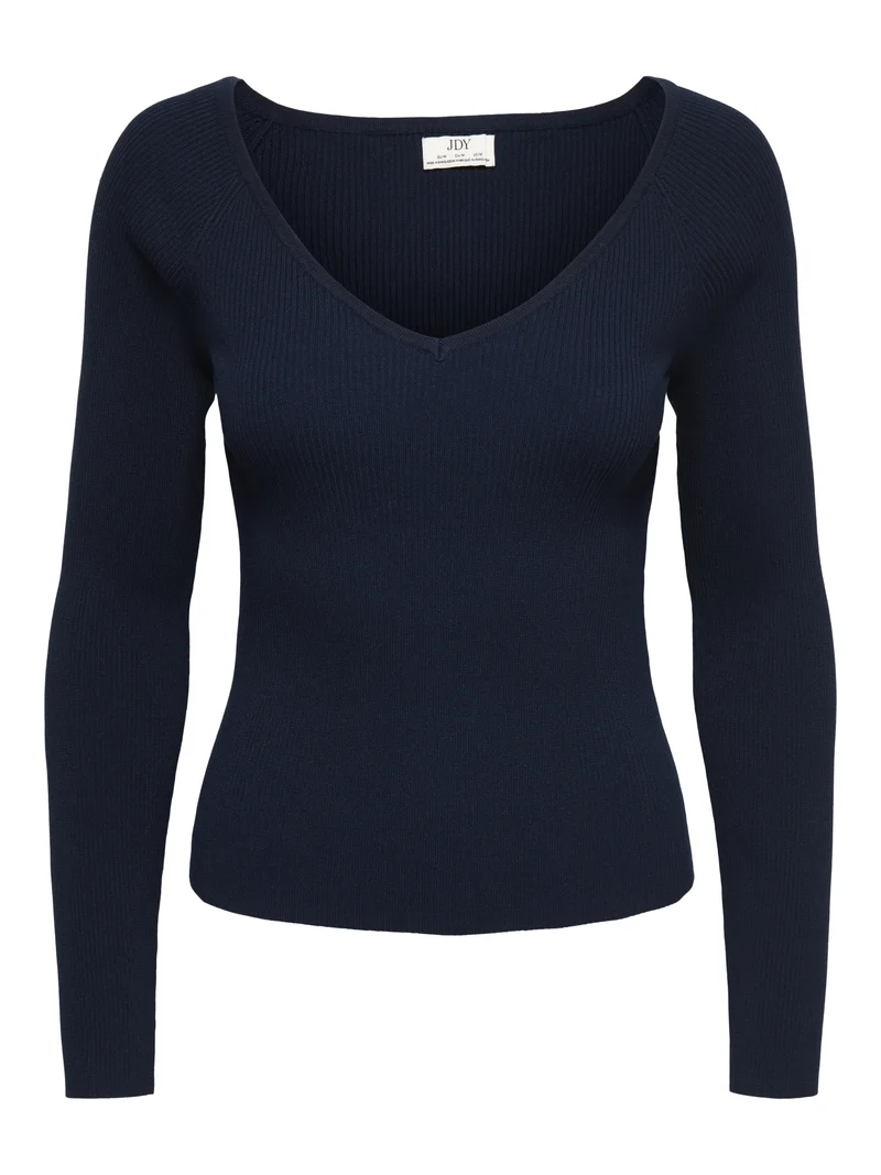JDYNANNA L/S V-NECK PULLOVER KNT, Black Iris