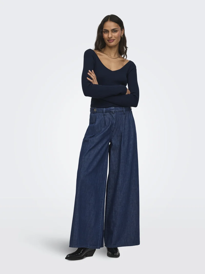 JDYNANNA L/S V-NECK PULLOVER KNT, Black Iris