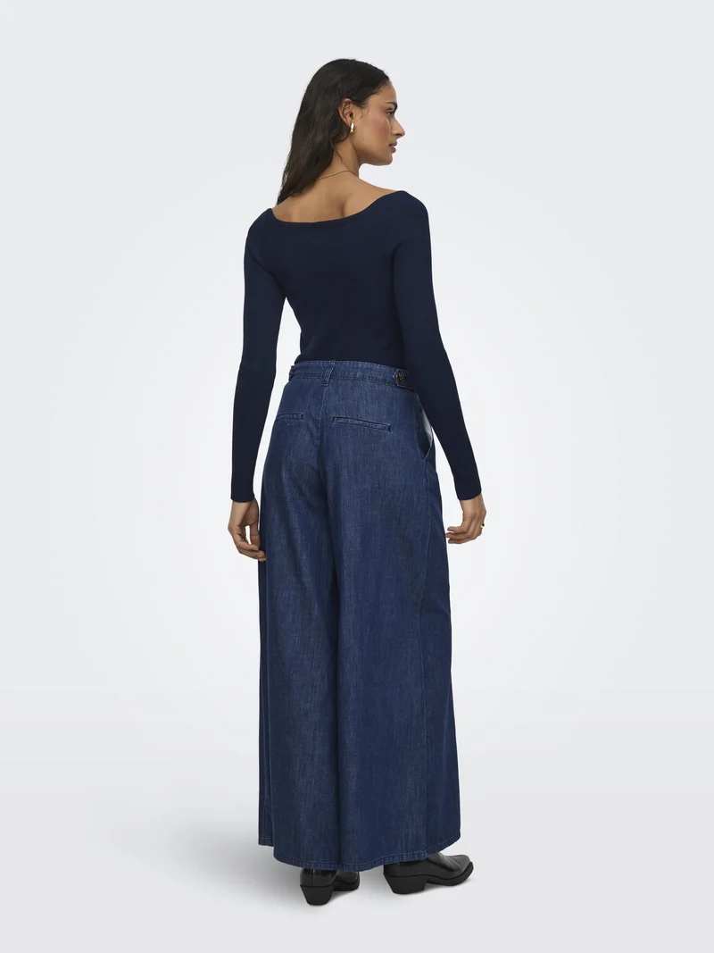 JDYNANNA L/S V-NECK PULLOVER KNT, Black Iris