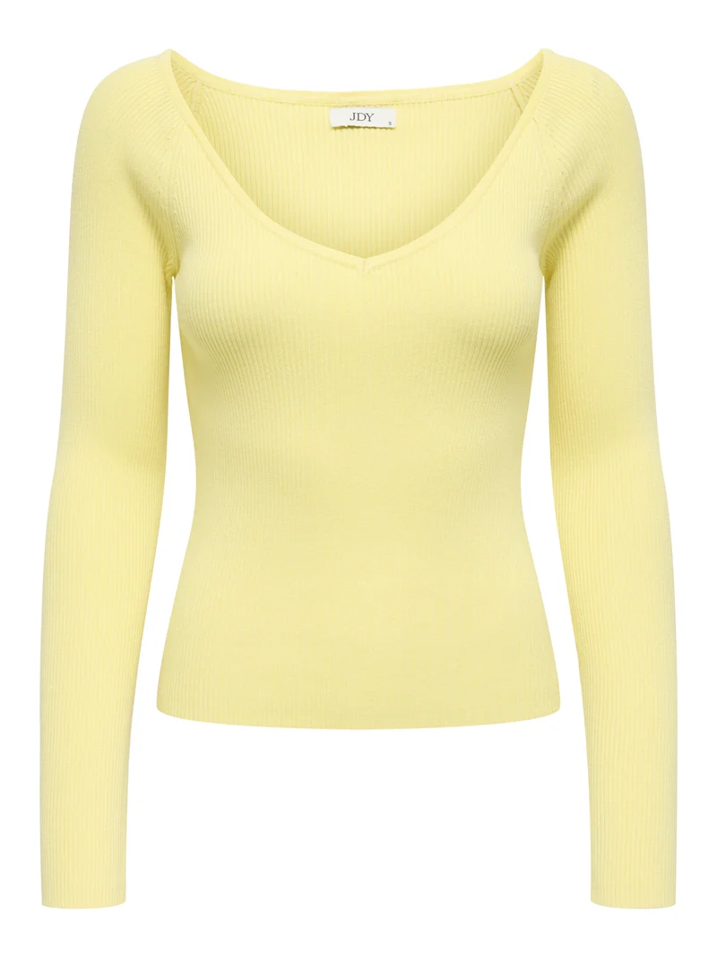 JDYNANNA L/S V-NECK PULLOVER KNT, Double Cream