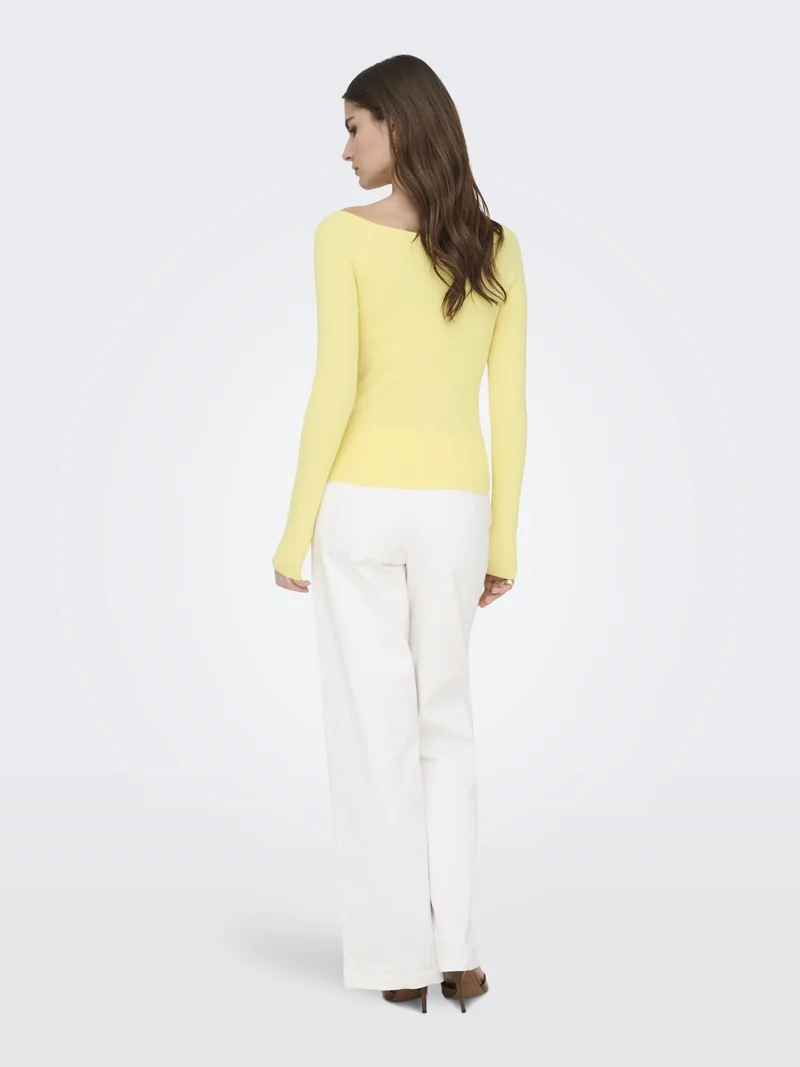JDYNANNA L/S V-NECK PULLOVER KNT, Double Cream