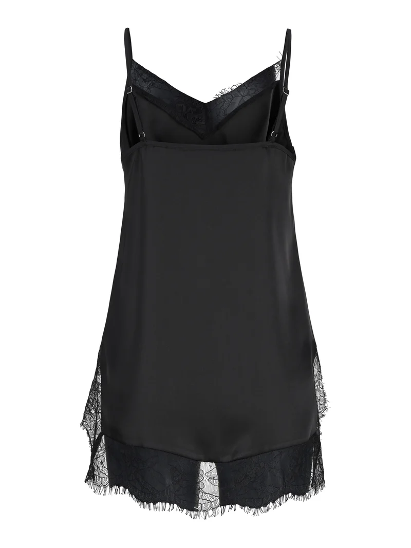 JXVIMA SINGLET SATIN LACE LONG TOP, Black
