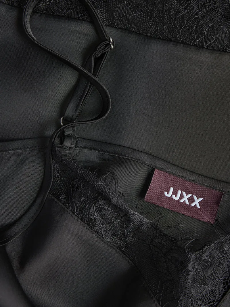 JXVIMA SINGLET SATIN LACE LONG TOP, Black