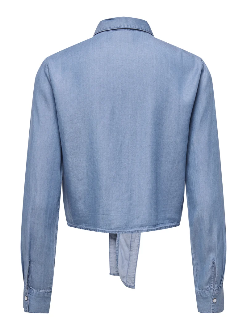 JDYJASPER L/S KNOT SHIRT WVN, Medium Blue Denim