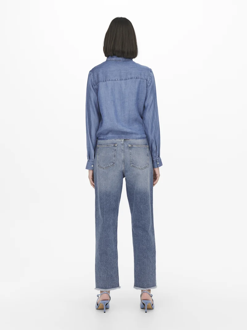 JDYJASPER L/S KNOT SHIRT WVN, Medium Blue Denim