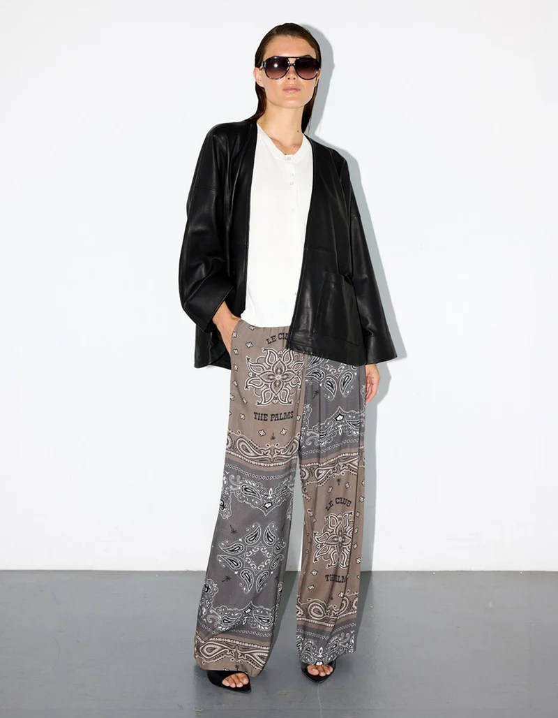 Gemusterte Wide-Leg Hose Astin