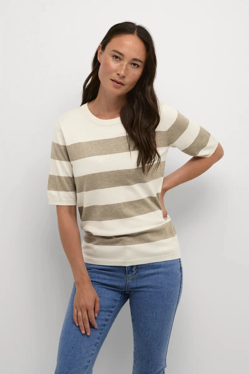 KAFFE Kurzarmpullover Kalizza in der Farbe Chinchilla/Turtle