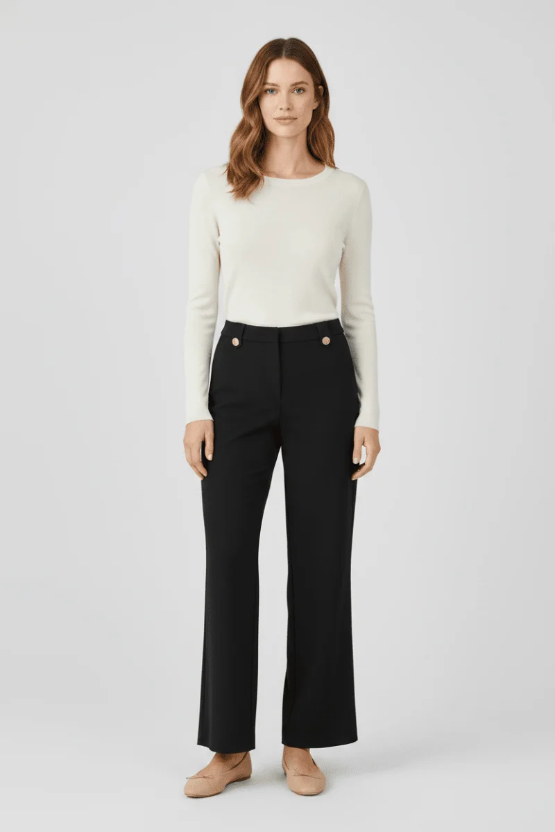 Vila Hose mit weitem Bein Black
